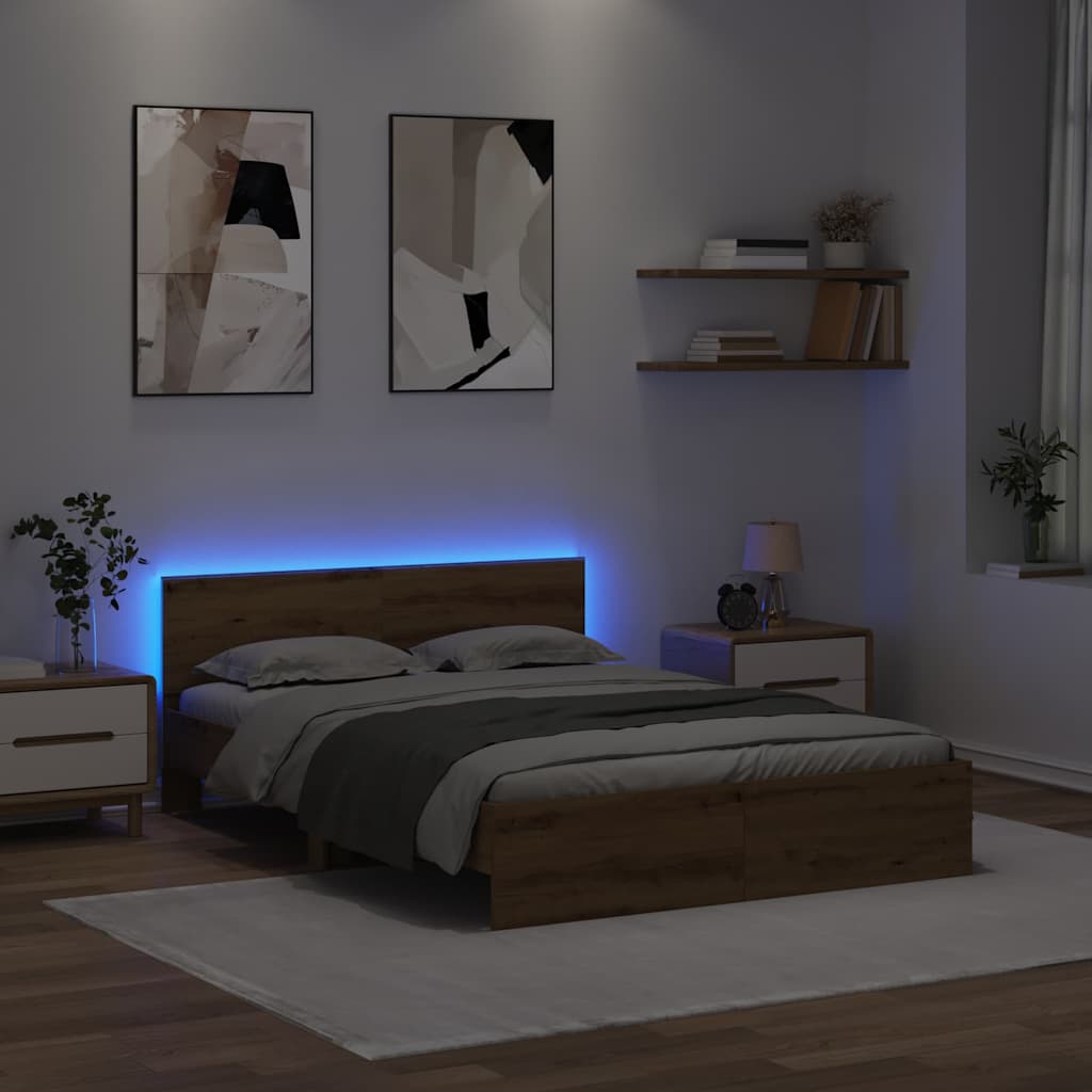 Bettrahmen Artisan-Eiche 120 x 190 cm Holzwerkstoff