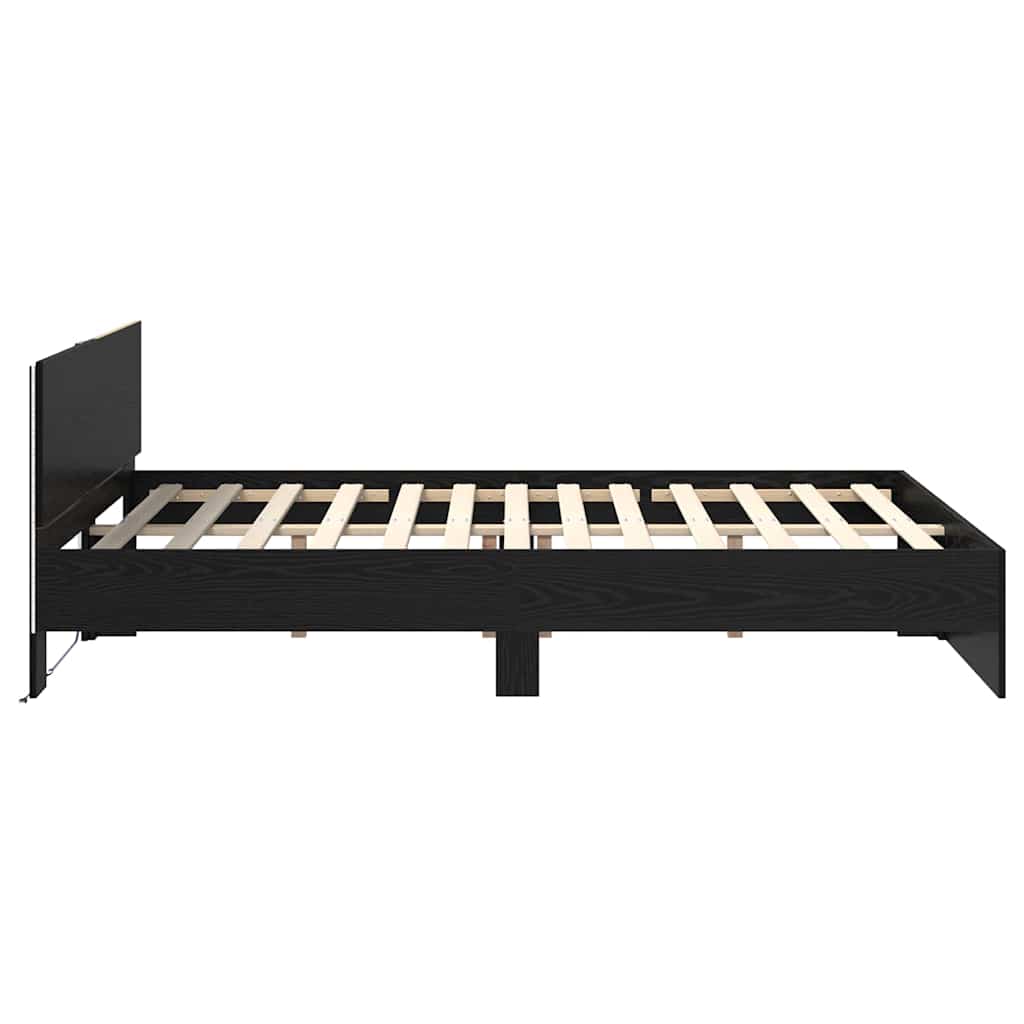 Bettrahmen Schwarz Eichen-Optik 120 x 190 cm Holzwerkstoff