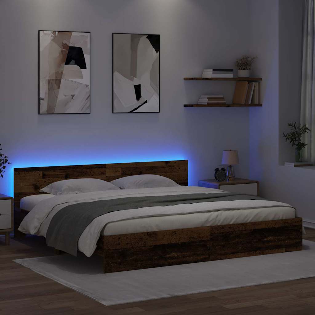 Bettrahmen mit Kopfteil Altholz 180 x 200 cm Holzwerkstoff