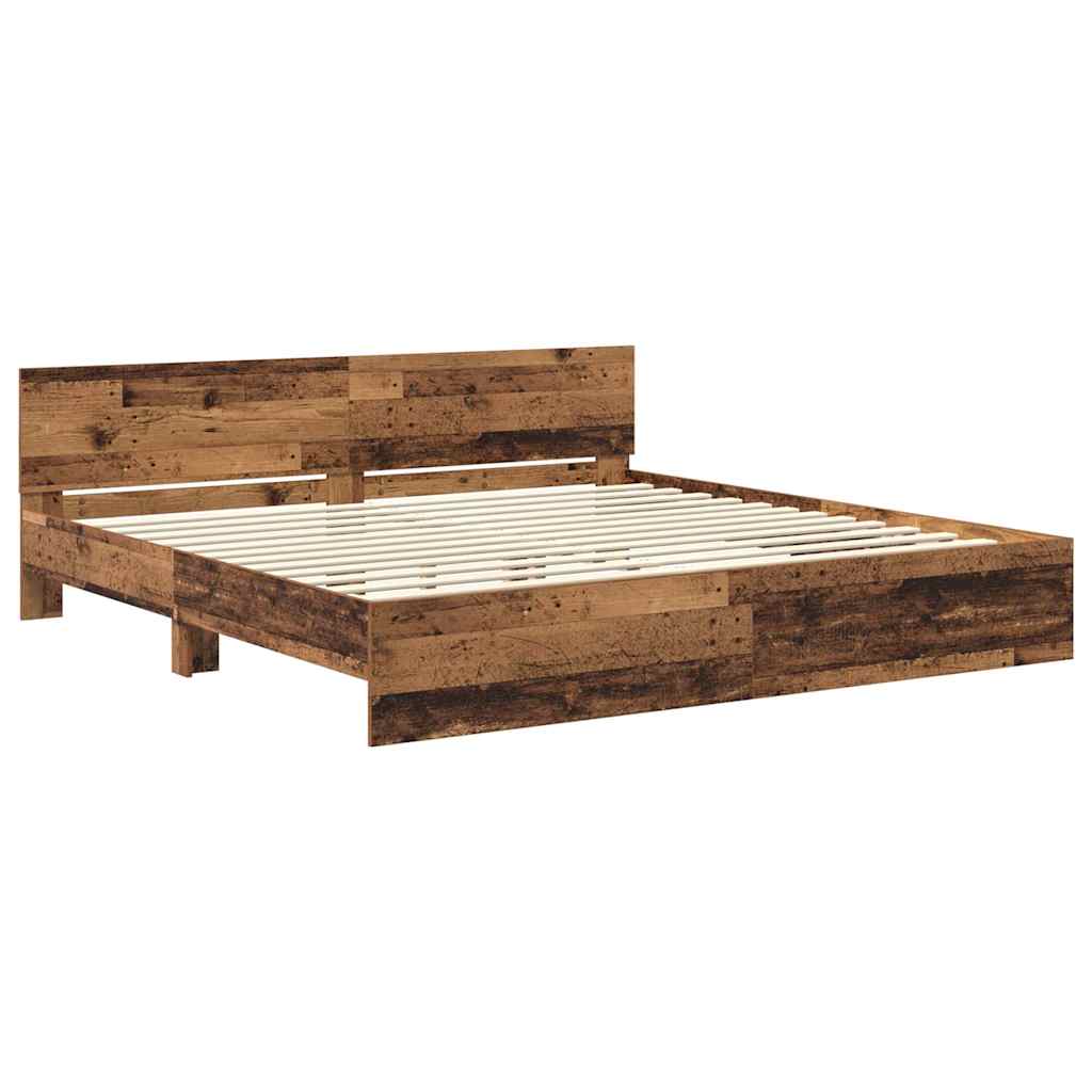 Bettrahmen mit Kopfteil Altholz 180 x 200 cm Holzwerkstoff