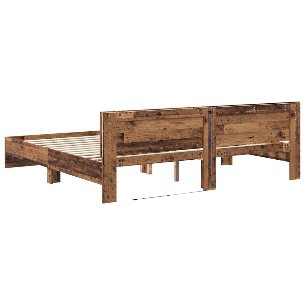 Bettrahmen mit Kopfteil Altholz 180 x 200 cm Holzwerkstoff