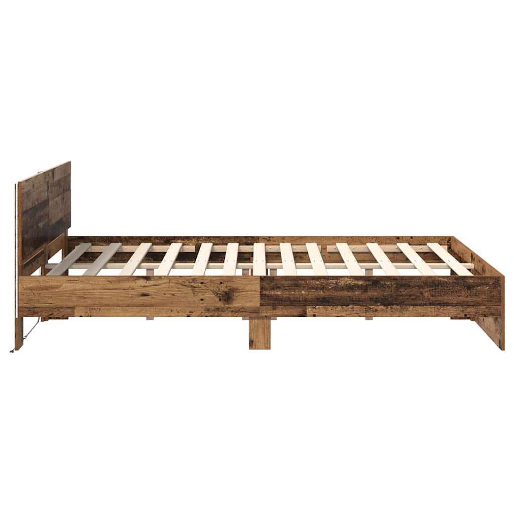 Bettrahmen mit Kopfteil Altholz 140 x 200 cm Holzwerkstoff