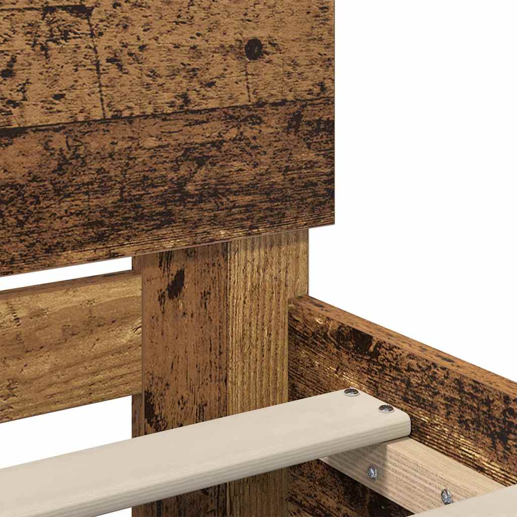 Bettrahmen mit Kopfteil Altholz 200 x 200 cm Holzwerkstoff