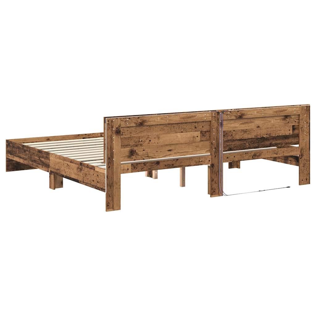 Bettrahmen mit Kopfteil Altholz 200 x 200 cm Holzwerkstoff