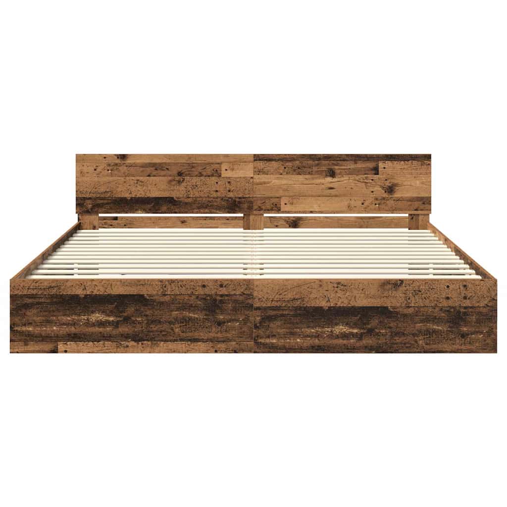 Bettrahmen mit Kopfteil Altholz 200 x 200 cm Holzwerkstoff