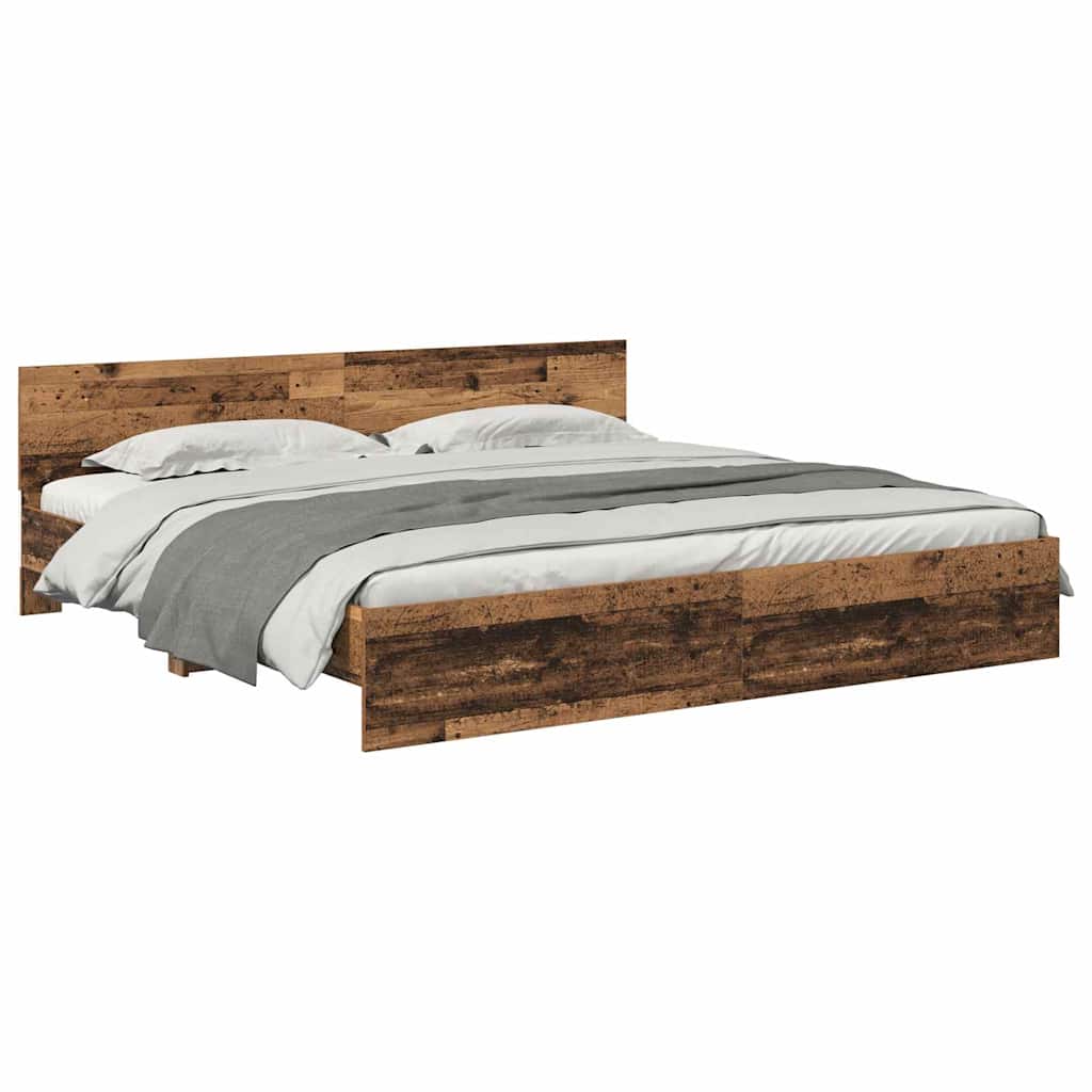 Bettrahmen mit Kopfteil Altholz 200 x 200 cm Holzwerkstoff