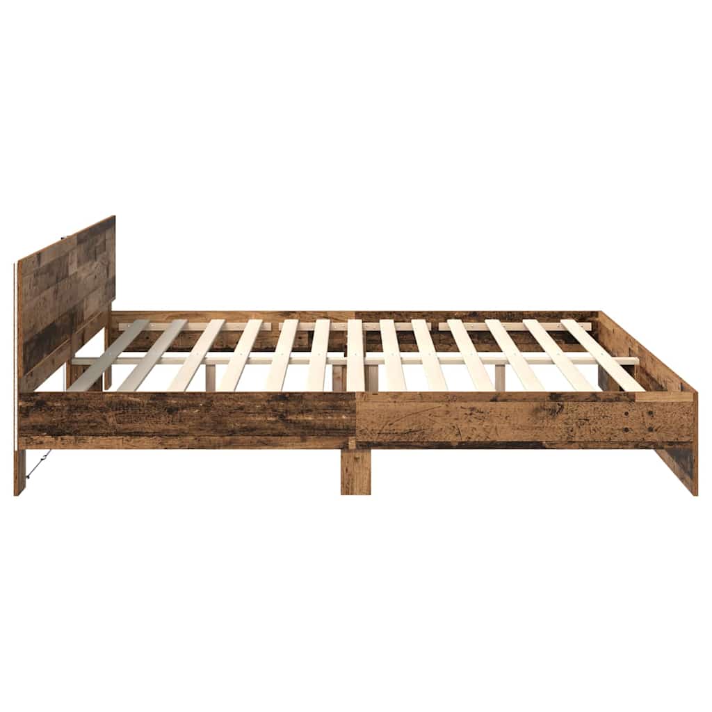 Bettrahmen mit Kopfteil Altholz 200 x 200 cm Holzwerkstoff