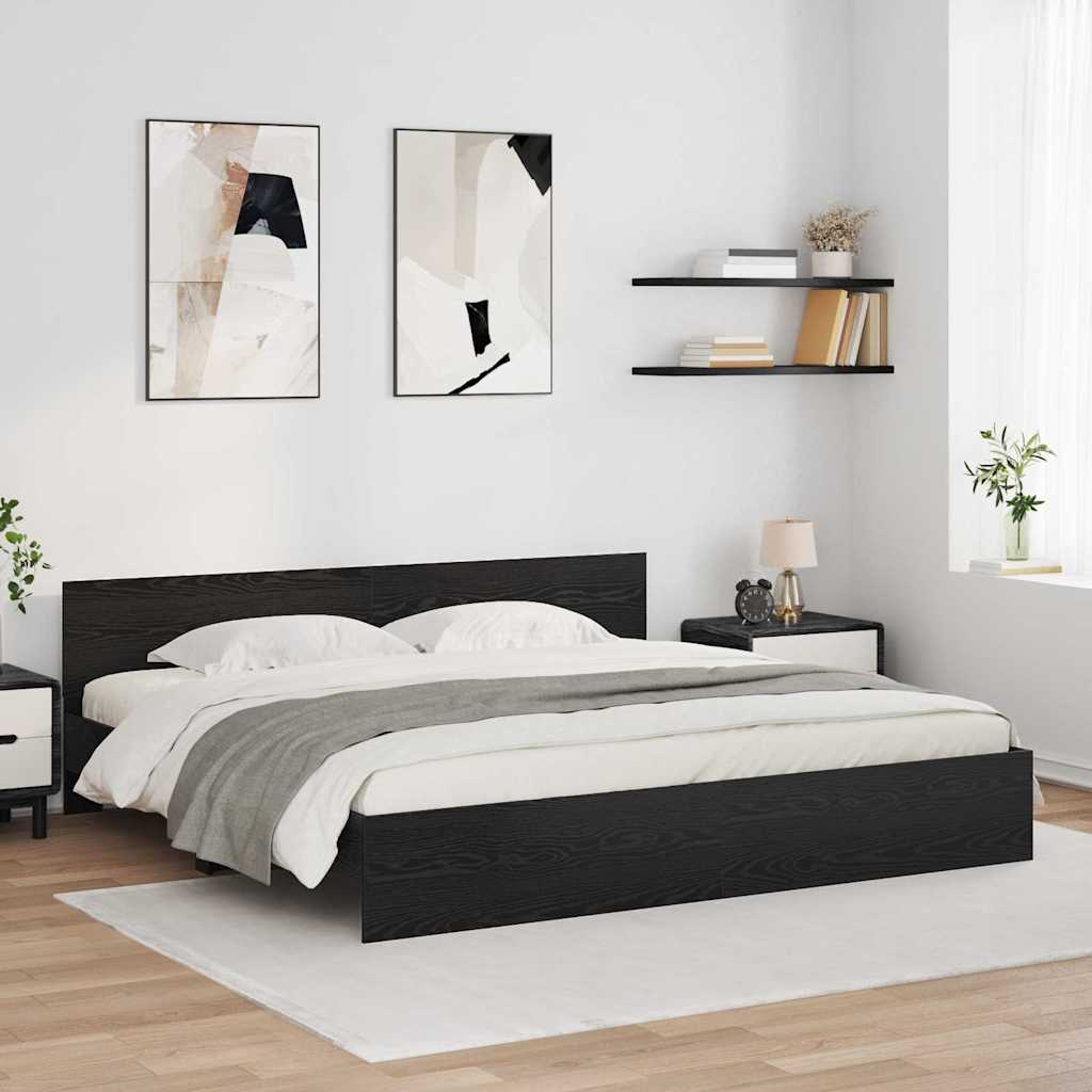 Bettrahmen Schwarz Eichen-Optik 200 x 200 cm Holzwerkstoff