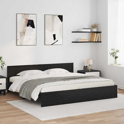 Bettrahmen Schwarz Eichen-Optik 200 x 200 cm Holzwerkstoff