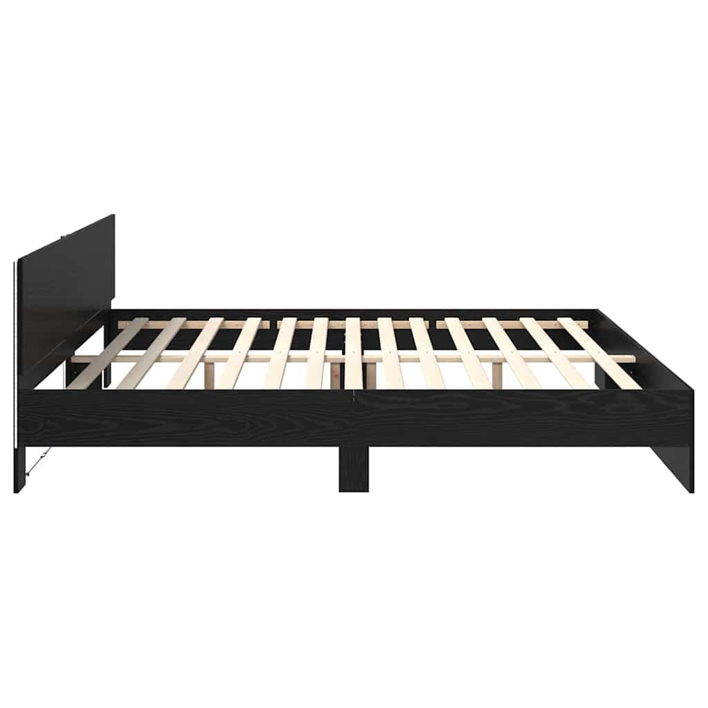 Bettrahmen Schwarz Eichen-Optik 200 x 200 cm Holzwerkstoff