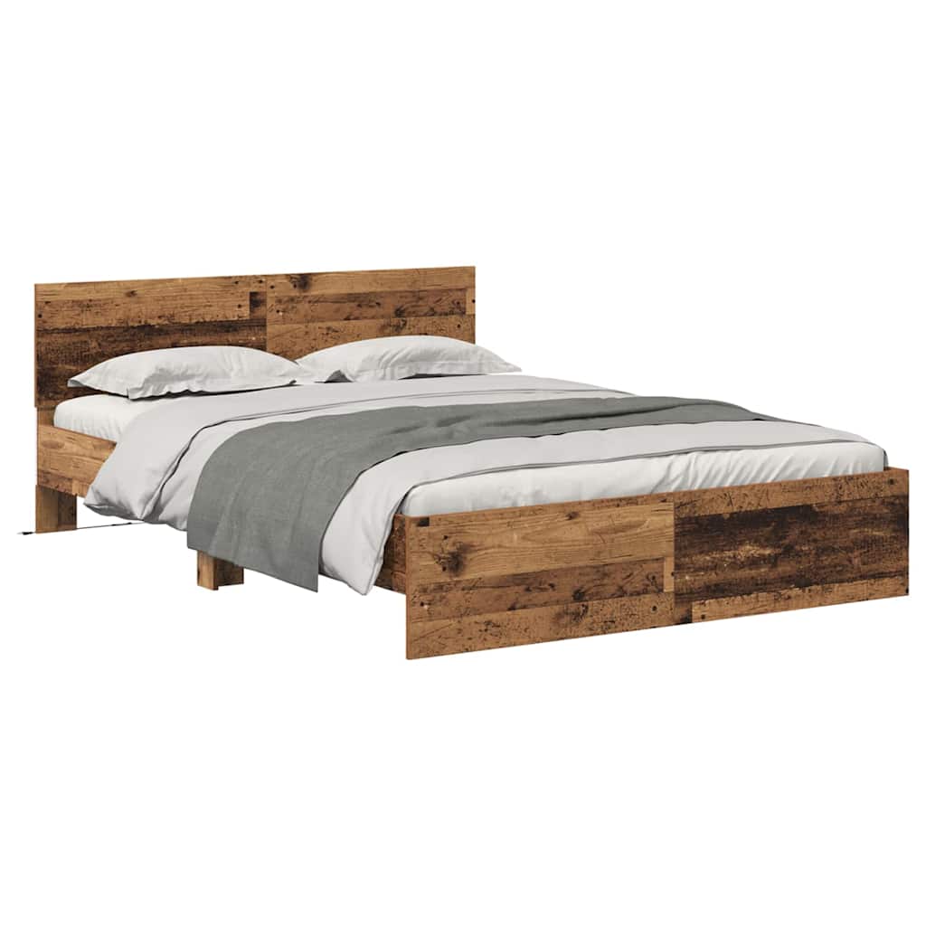 Bettrahmen mit Kopfteil Altholz 150 x 200 cm Holzwerkstoff