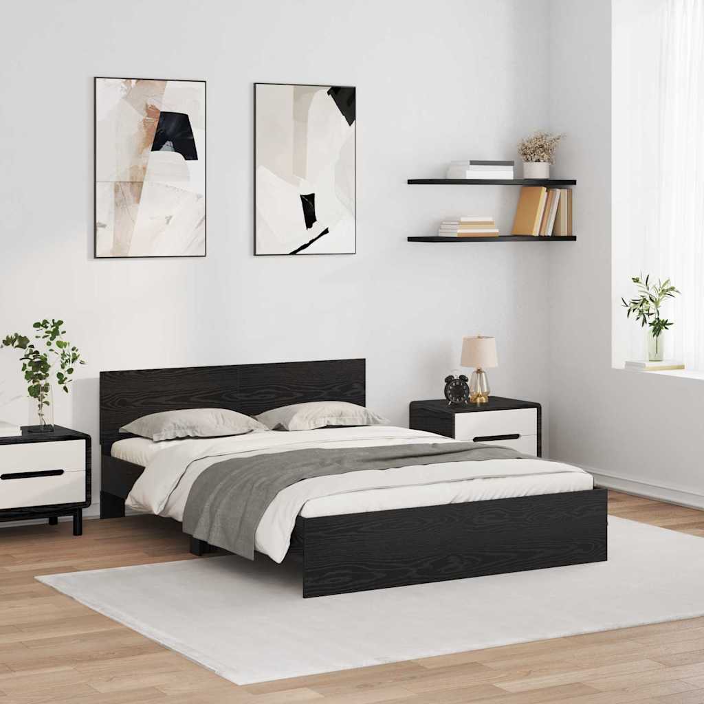 Bettrahmen Schwarz Eichen-Optik 150 x 200 cm Holzwerkstoff