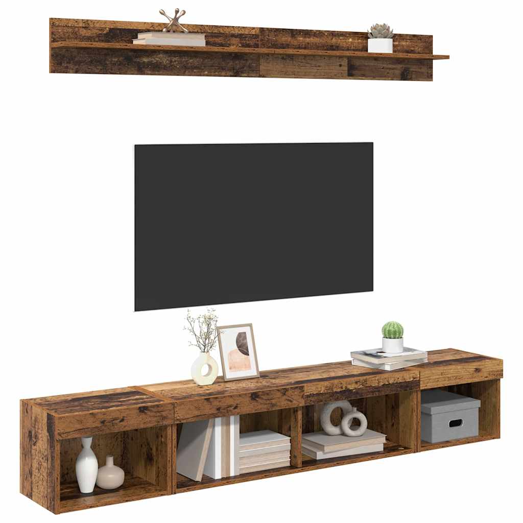 TV-Wandregal-Set 5 stk. Altholz Holzwerkstoff