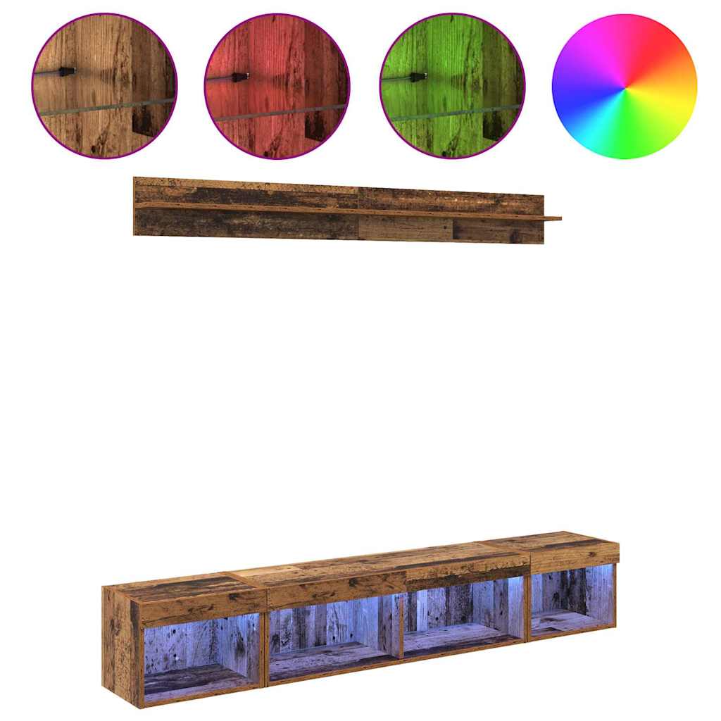 TV-Wandregal-Set 5 stk. Altholz Holzwerkstoff