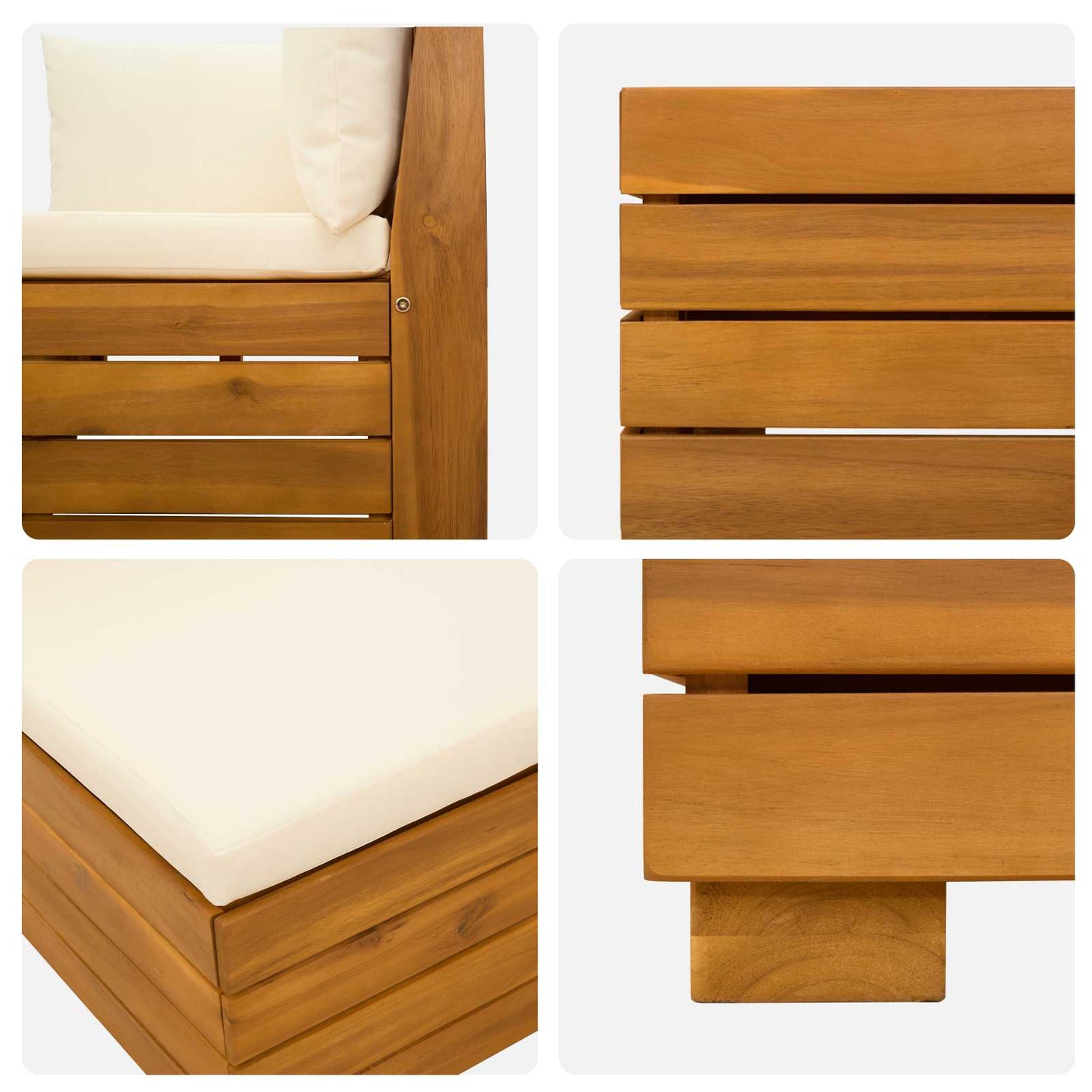 Outdoor-Sofagarnitur mit Kissen 4 Stück Braun Massivholz Akazie