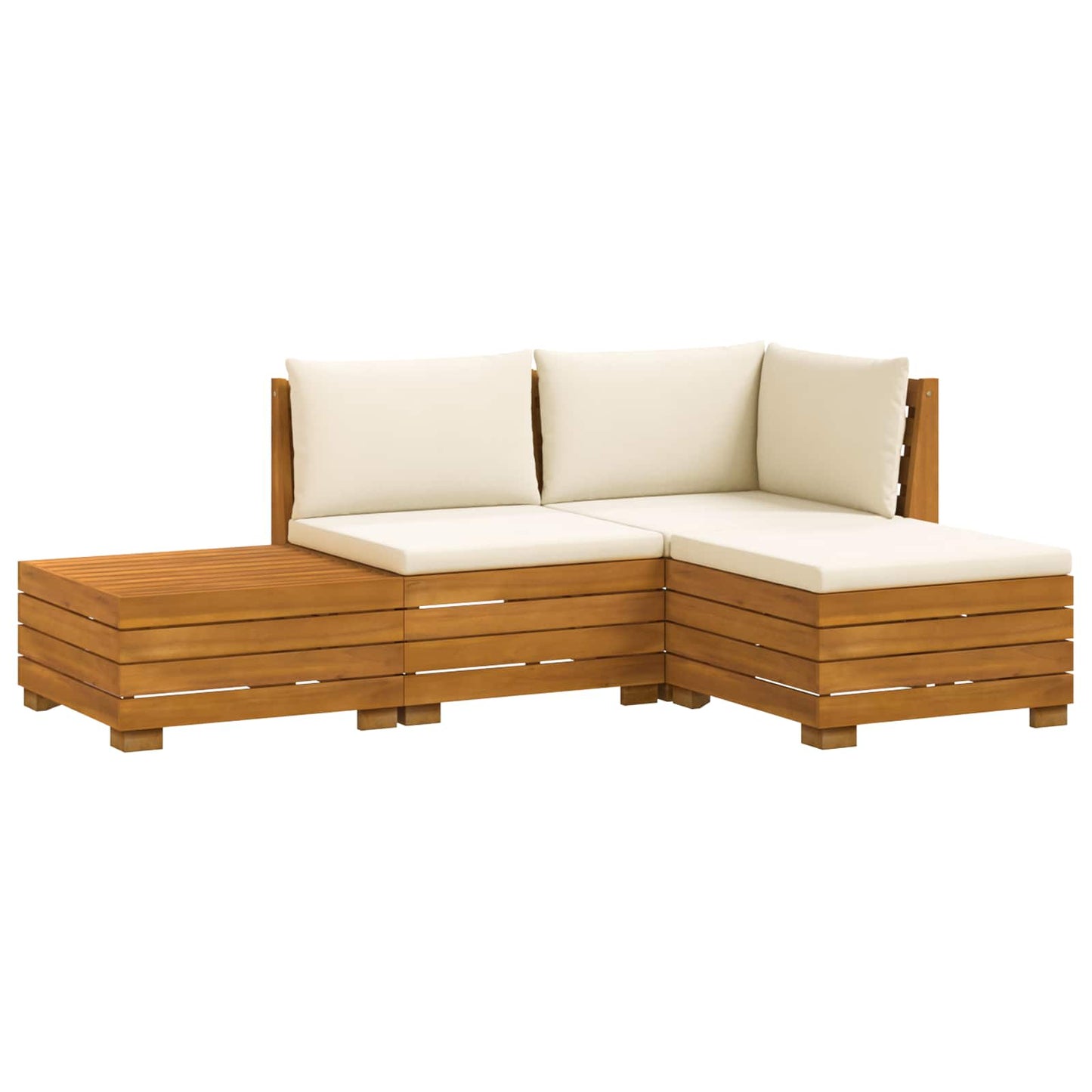 Outdoor-Sofagarnitur mit Kissen 4 Stück Braun Massivholz Akazie