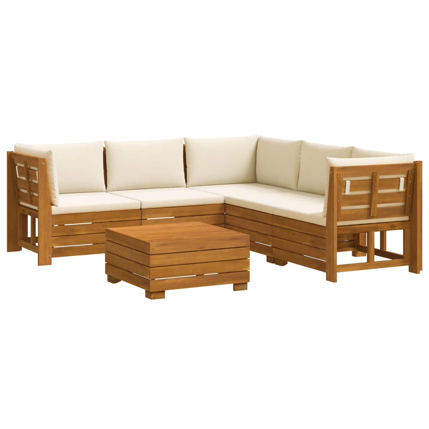 Outdoor-Sofagarnitur mit Kissen 6 Stück Braun Massivholz Akazie