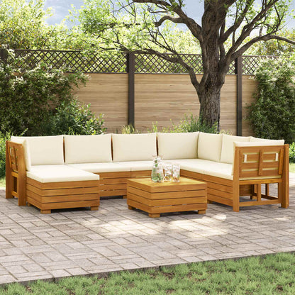 Outdoor-Sofagarnitur mit Kissen 8 Stück Braun Massivholz Akazie