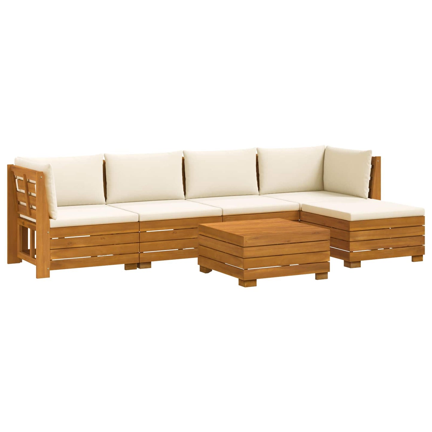 Outdoor-Sofagarnitur mit Kissen 6 Stück Braun Massivholz Akazie