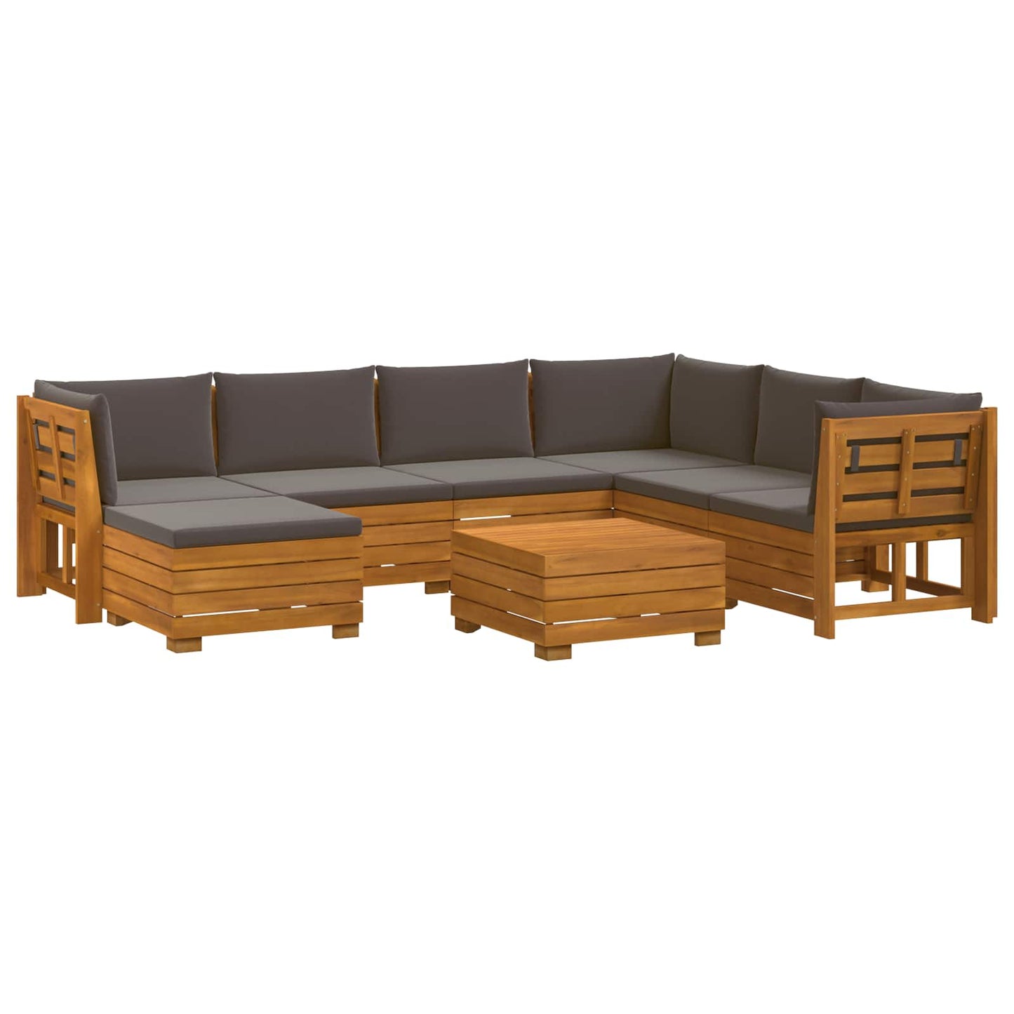 Outdoor-Sofagarnitur mit Kissen 8 Stück Braun Massivholz Akazie