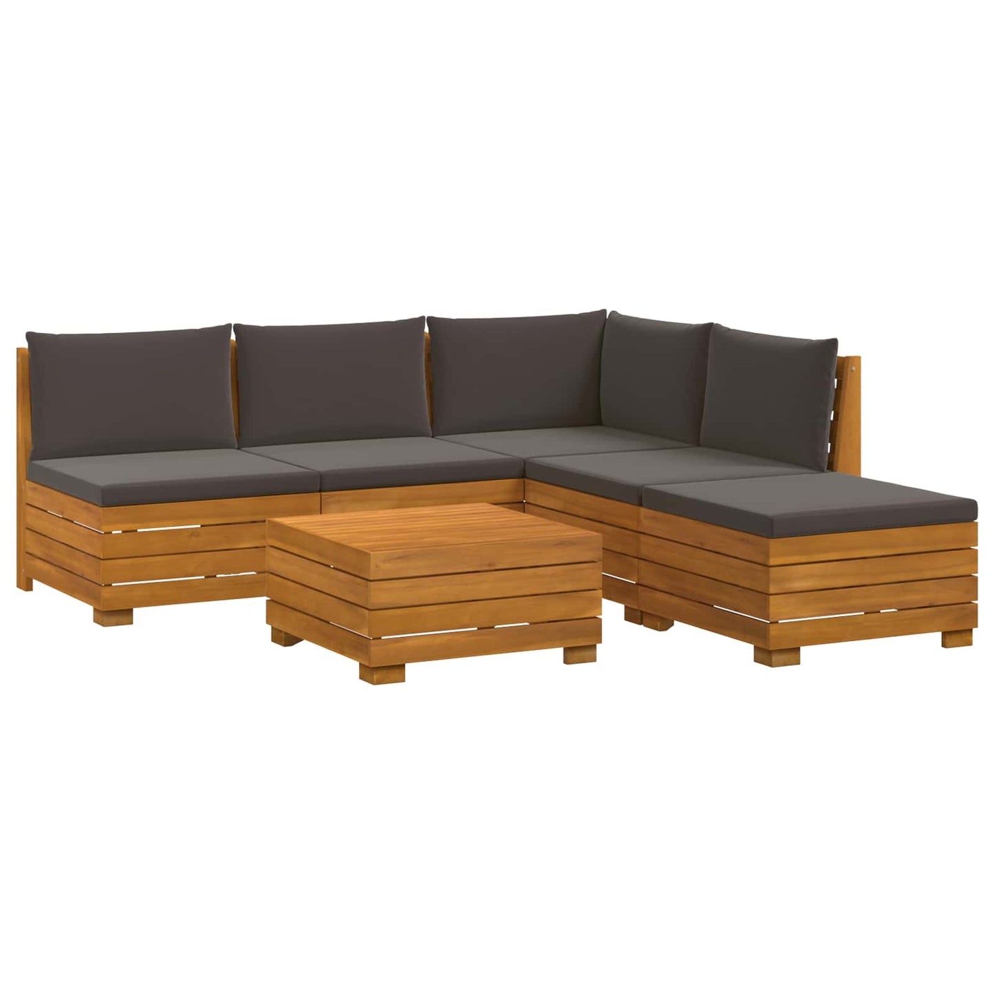 Outdoor-Sofagarnitur mit Kissen 6 Stück Braun Massivholz Akazie