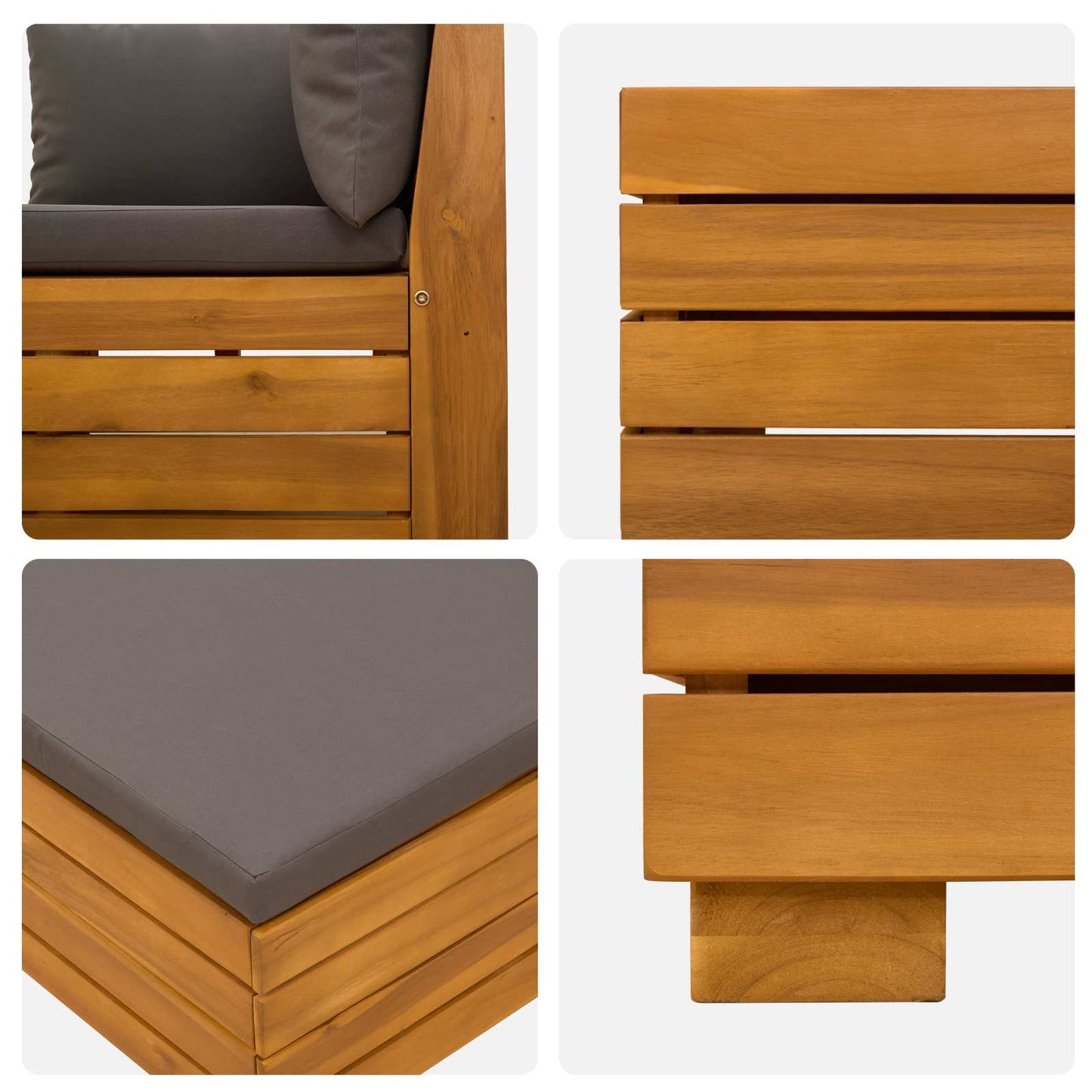 Outdoor-Sofagarnitur mit Kissen 3 Stück Braun Massivholz Akazie