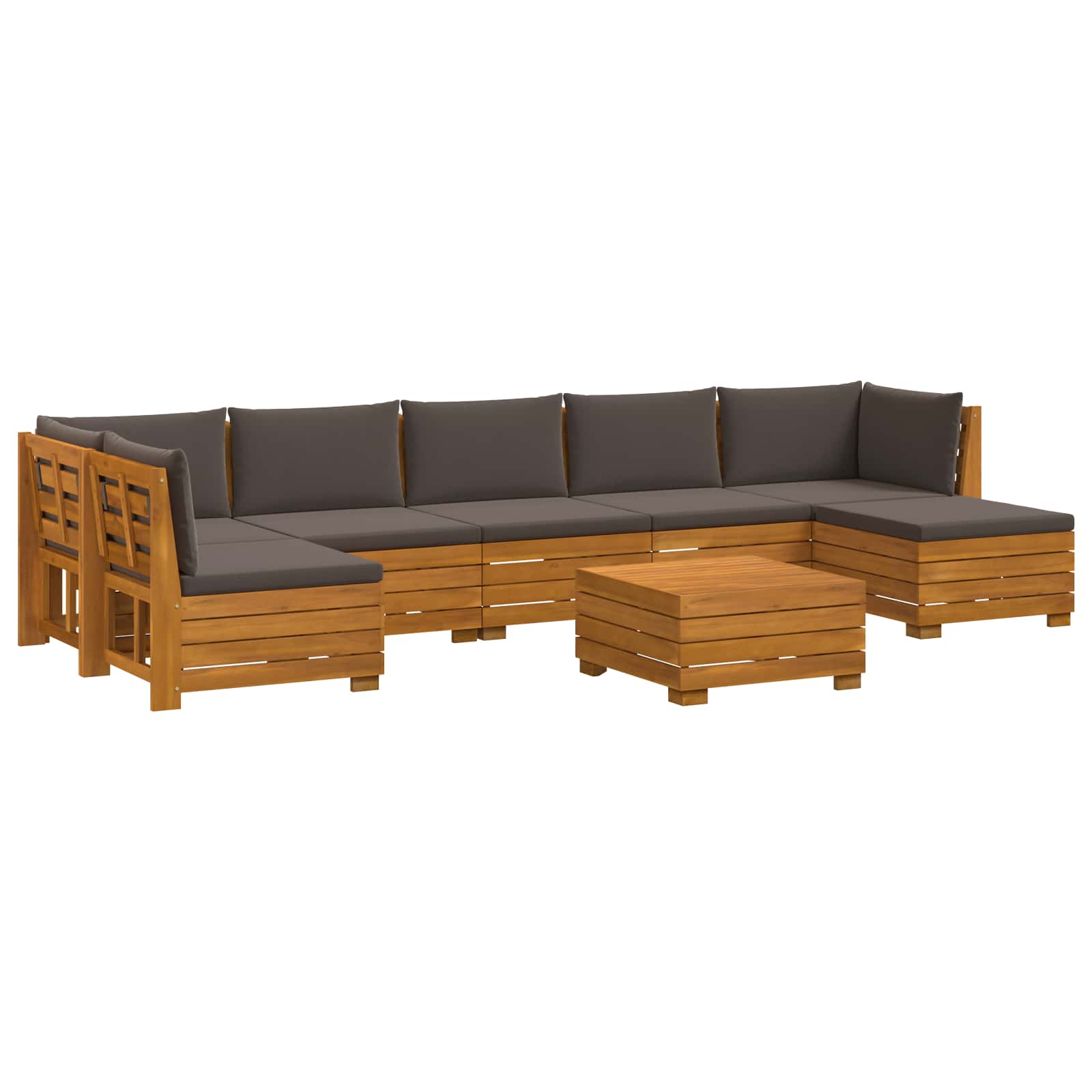 Outdoor-Sofagarnitur mit Kissen 8 Stück Braun Massivholz Akazie