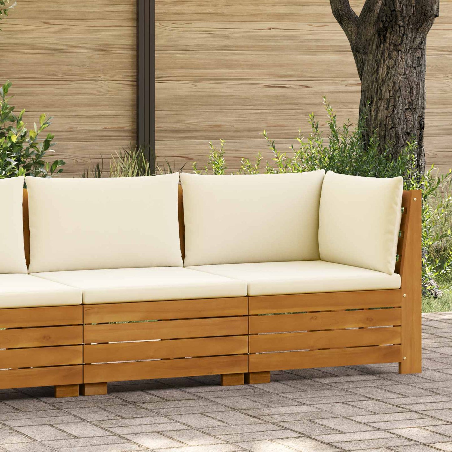 Garten-Lounge-Set mit Kissen 2 Stück Braun Massivholz Akazie