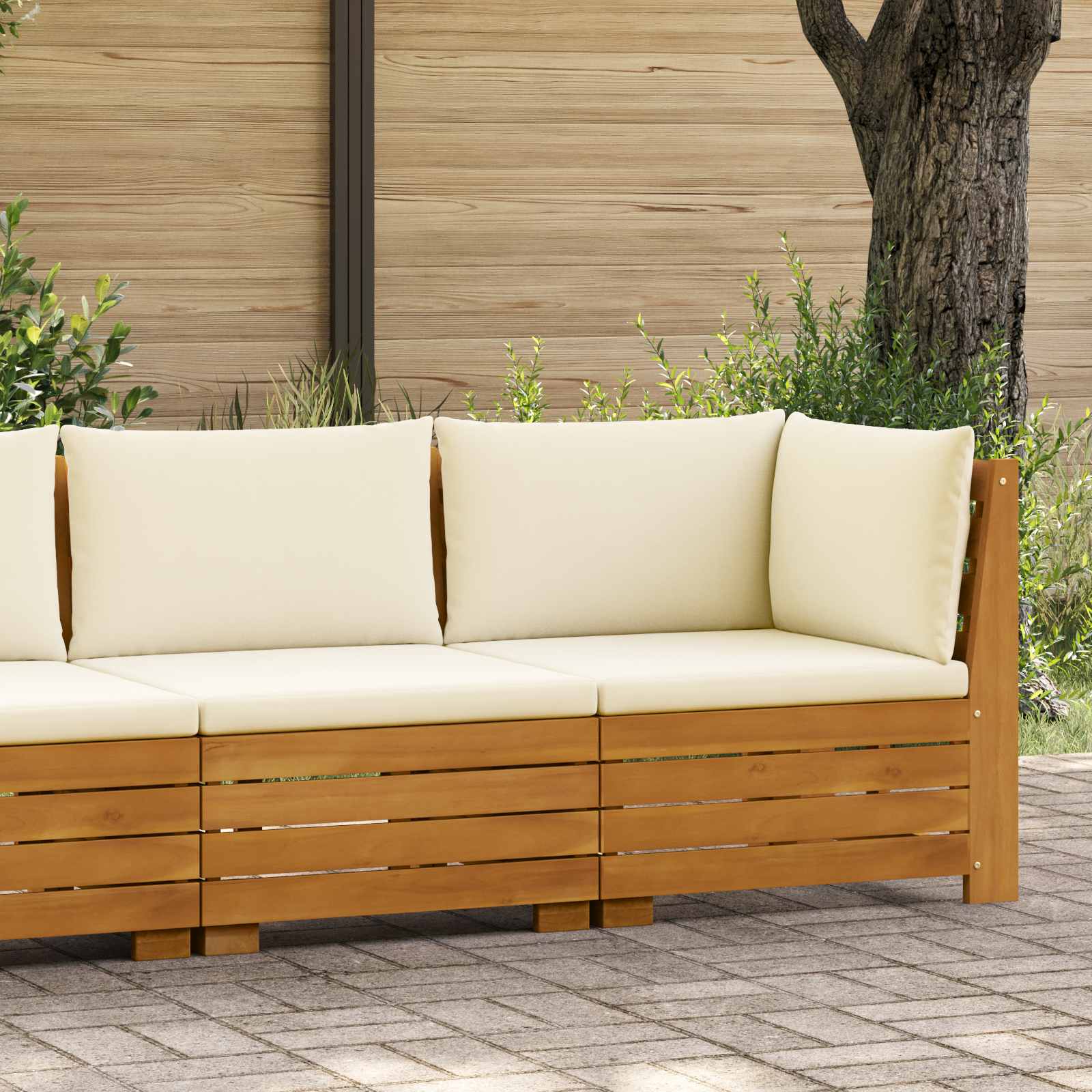 Garten-Lounge-Set mit Kissen 2 Stück Braun Massivholz Akazie
