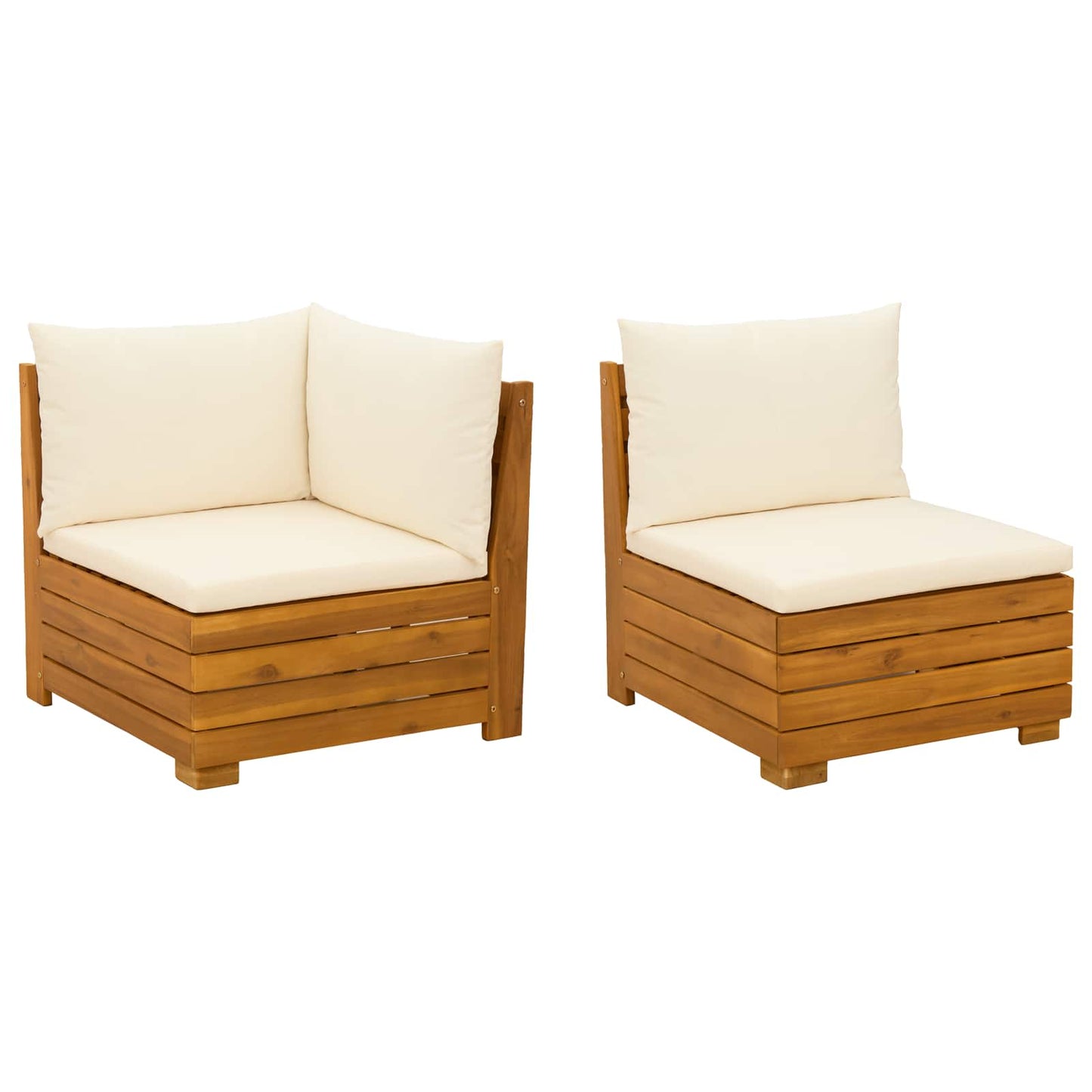 Garten-Lounge-Set mit Kissen 2 Stück Braun Massivholz Akazie