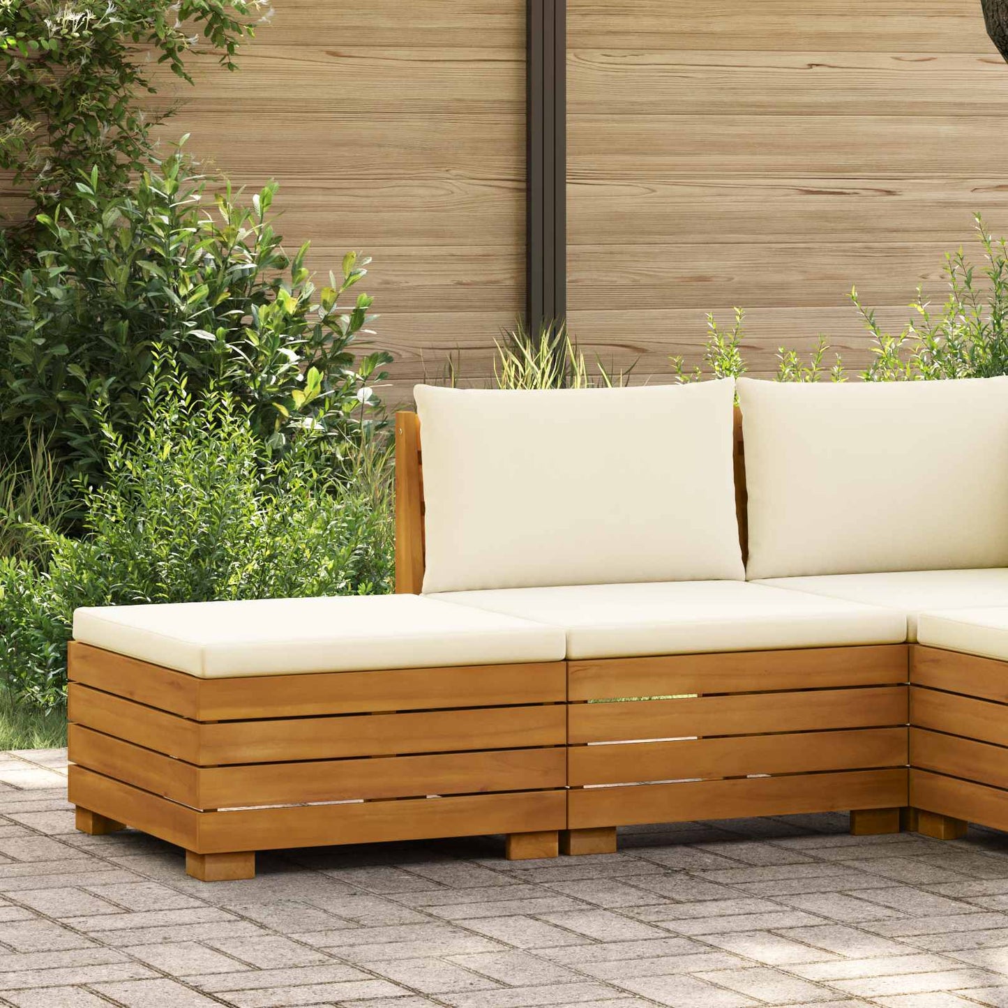 Garten-Lounge-Set mit Kissen 2 Stück Braun Massivholz Akazie