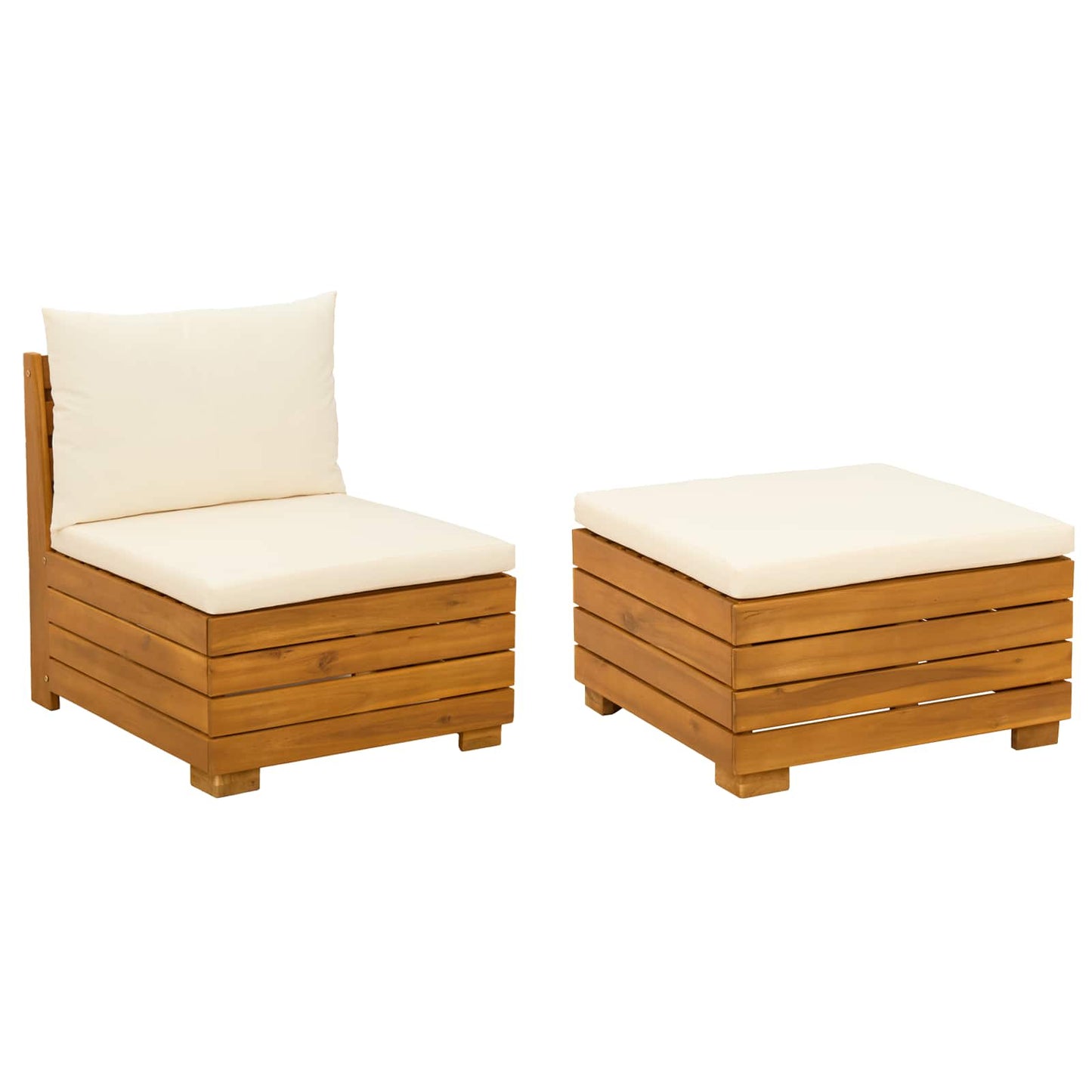 Garten-Lounge-Set mit Kissen 2 Stück Braun Massivholz Akazie