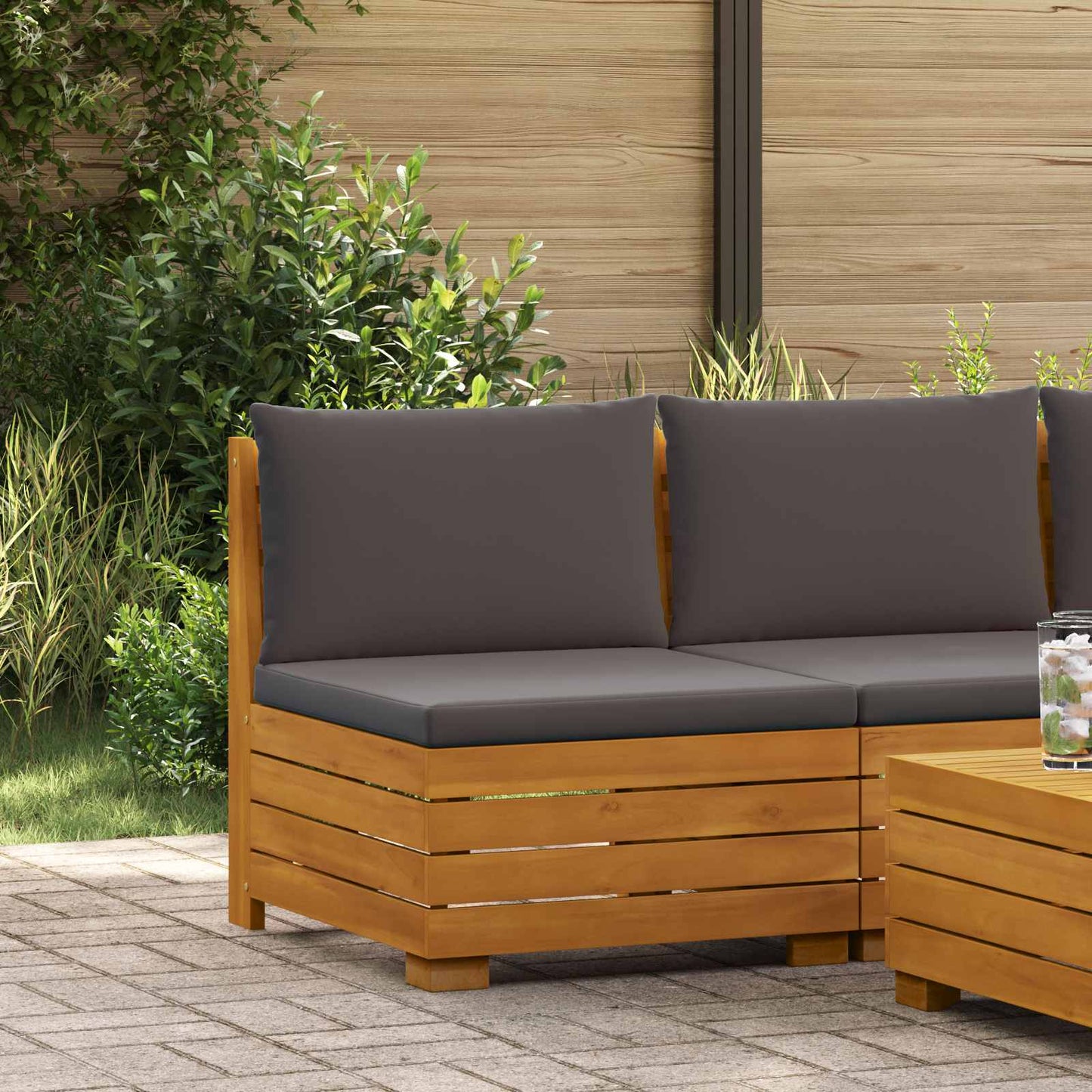 Garten Mittelssofa Massivholz Akazie Braun