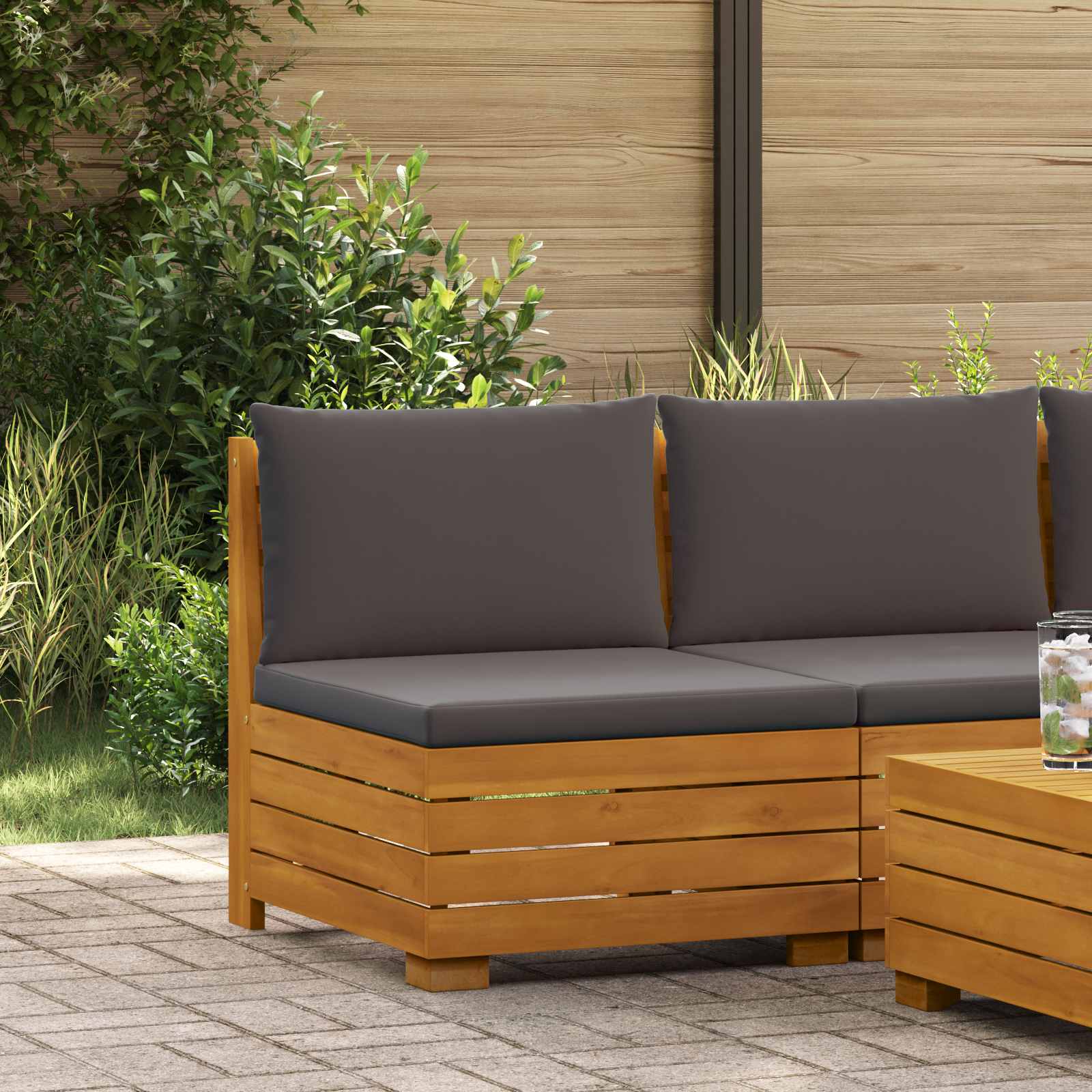 Garten Mittelssofa Massivholz Akazie Braun