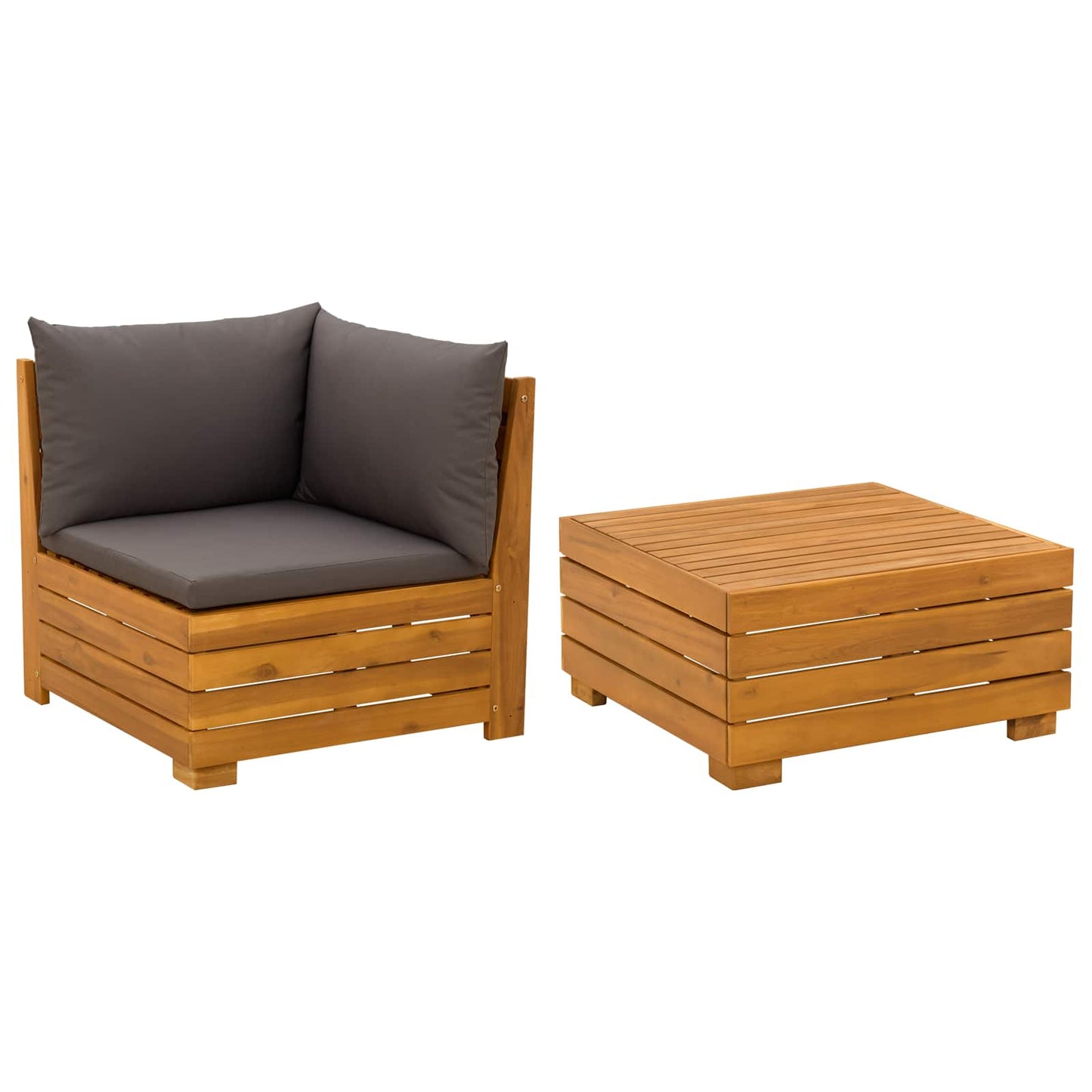 2 Stück Garten-Lounge-Set Massivholz Akazie Braun