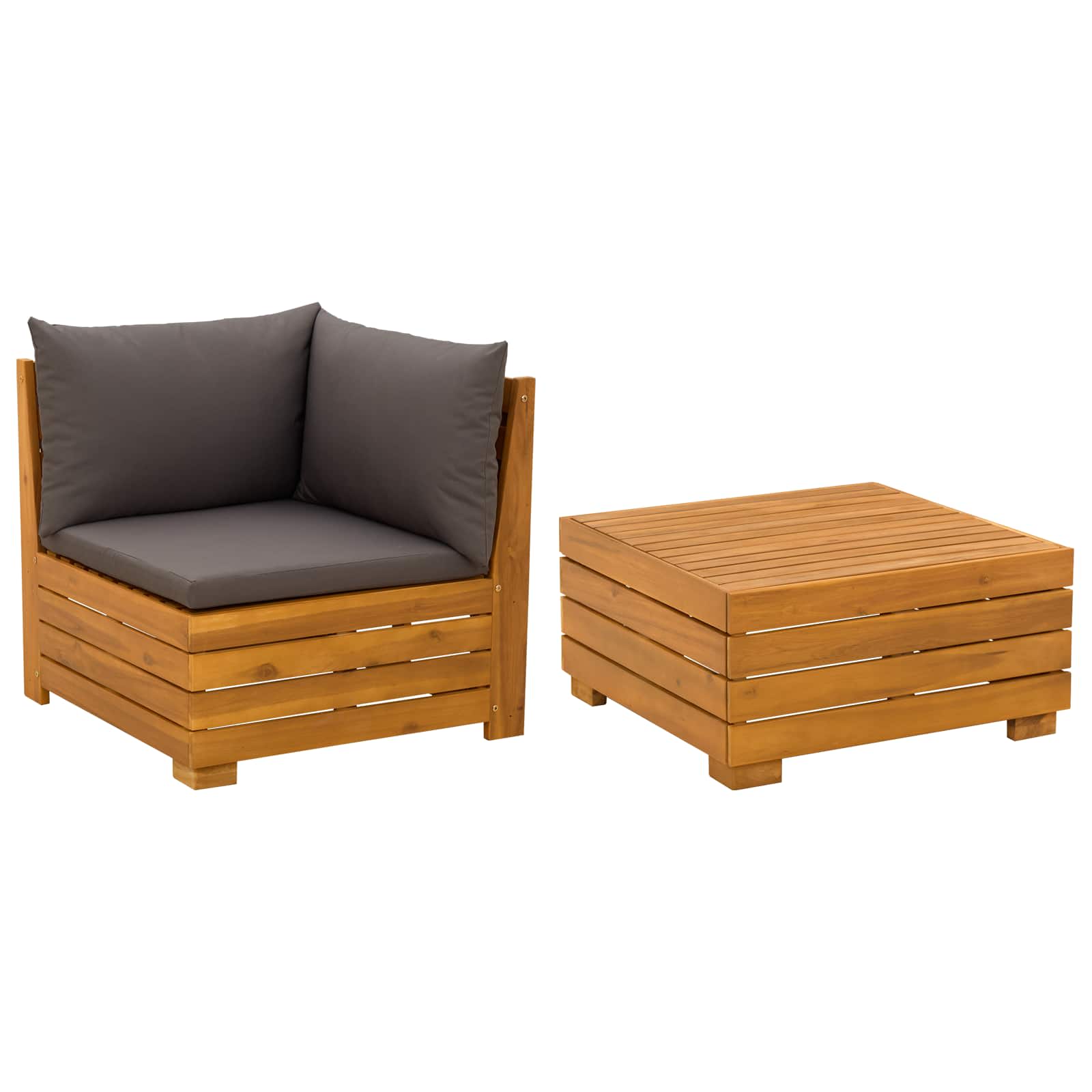 2 Stück Garten-Lounge-Set Massivholz Akazie Braun