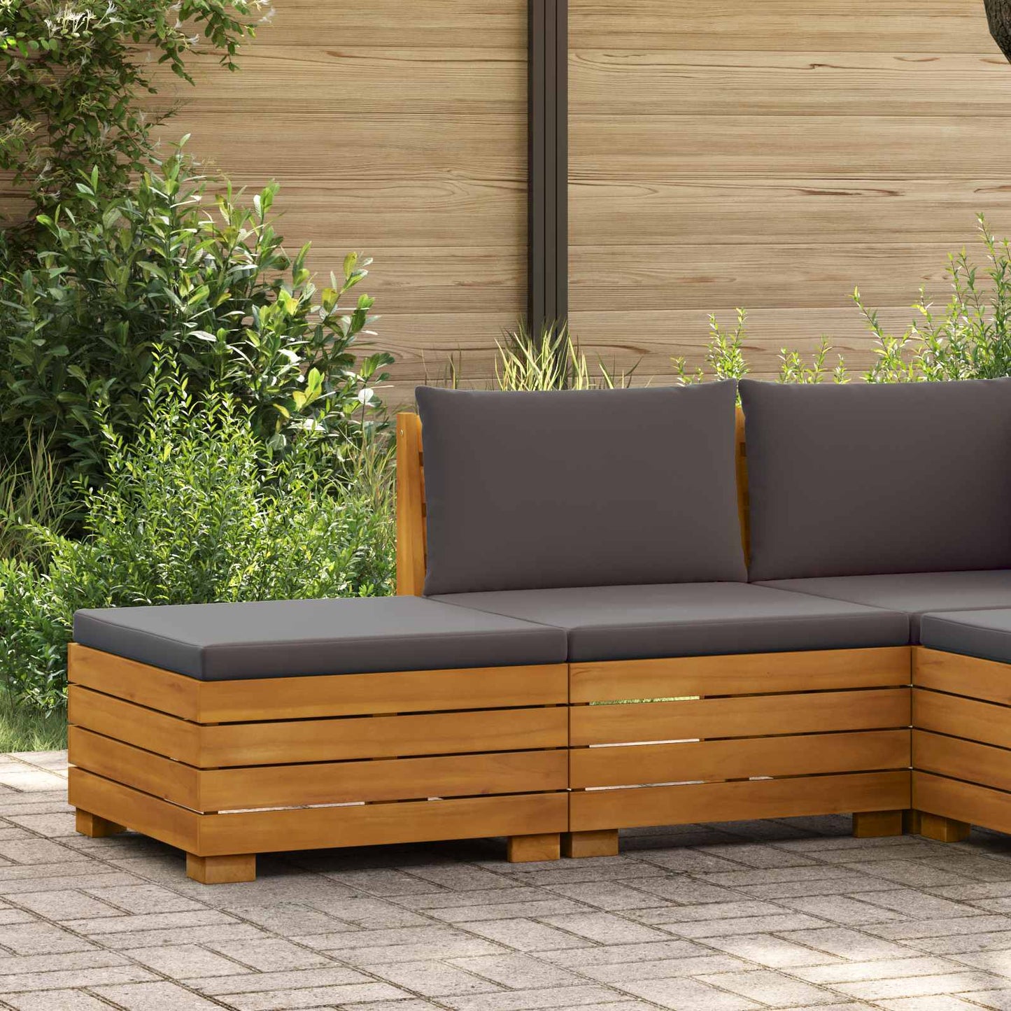 Garten-Lounge-Set mit Kissen 2 Stück Braun Massivholz Akazie