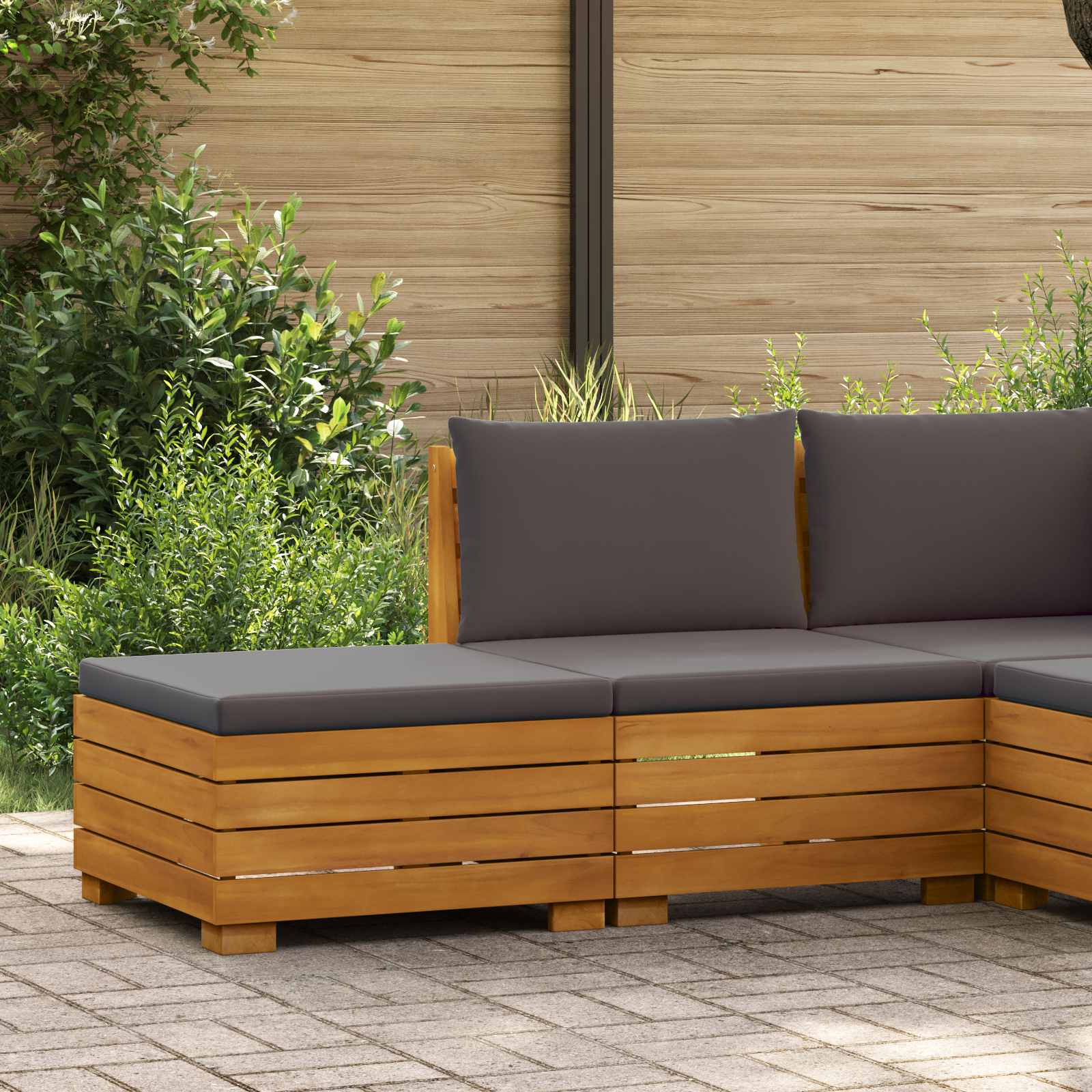 Garten-Lounge-Set mit Kissen 2 Stück Braun Massivholz Akazie