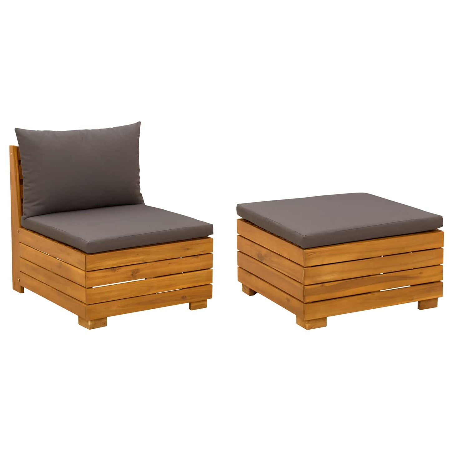 Garten-Lounge-Set mit Kissen 2 Stück Braun Massivholz Akazie