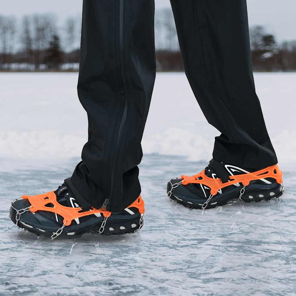 Eiskrallen für Schuhe mit 10 Spikes Orange S Edelstahl