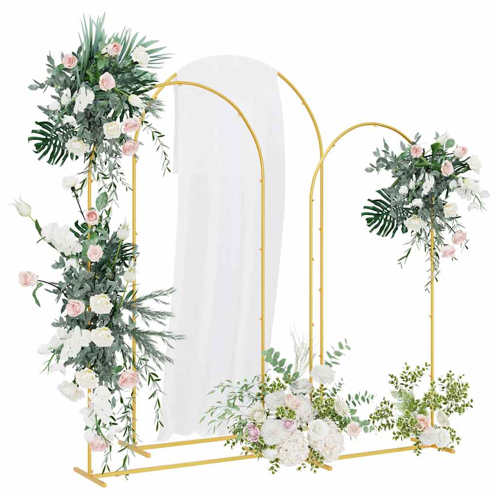 Hochzeitsbogen 3 Stk. Gold 120 x 40 x 217 cm Stahl