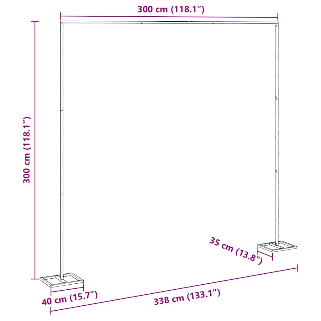 Hochzeitsbogen Gold 338 x 35 x 300 cm Stahl