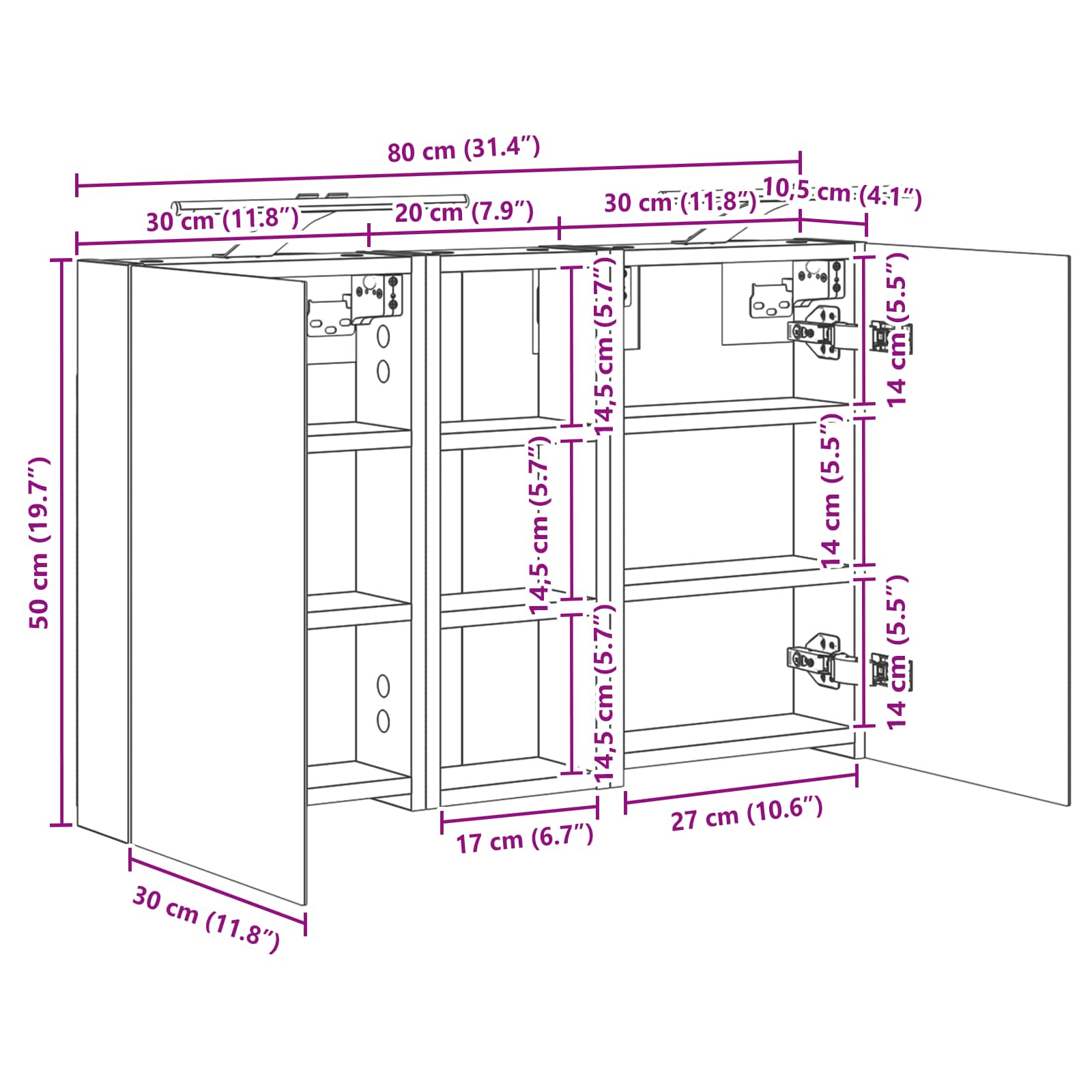 Badezimmerschrank-Set 3 stk. 80 x 10,5 x 50 cm Holzwerkstoff