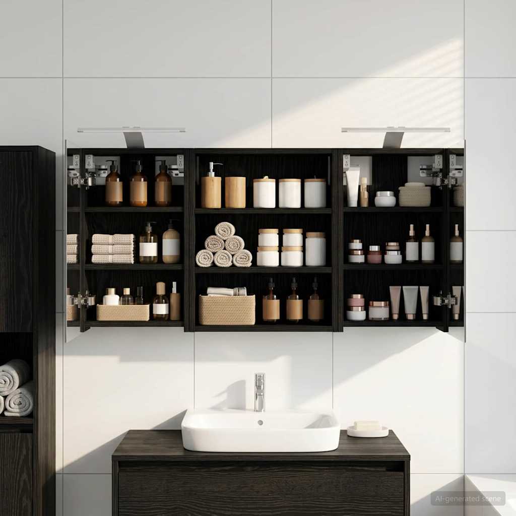 Badezimmerschrank-Set 3 stk. 100 x 10,5 x 50 cm Holzwerkstoff