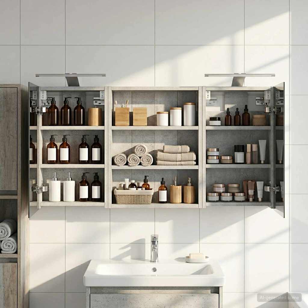 Badezimmerschrank-Set 3 stk. 100 x 10,5 x 50 cm Holzwerkstoff