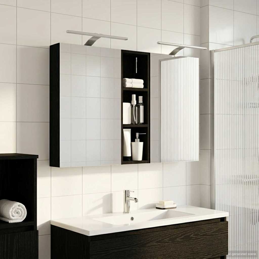 Badezimmerschrank-Set 3 stk. 100 x 10,5 x 60,5 cm Holzwerkstoff