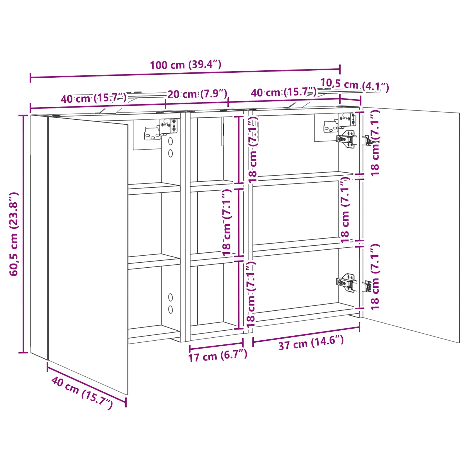 Badezimmerschrank-Set 3 stk. 100 x 10,5 x 60,5 cm Holzwerkstoff