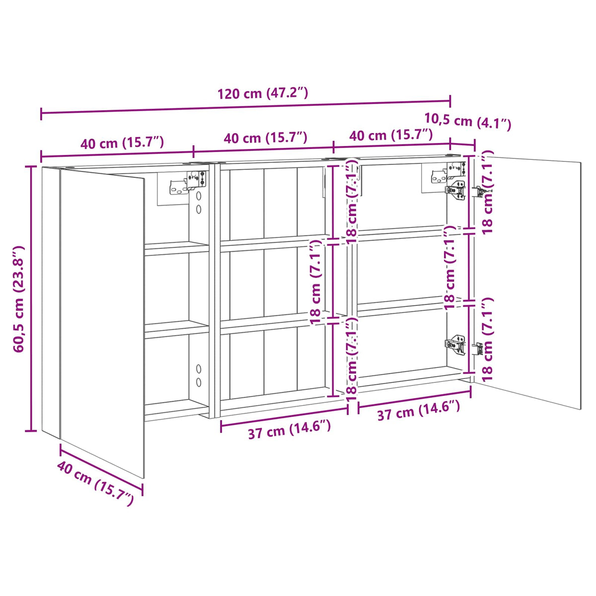 Badezimmerschrank-Set 3 stk. 120 x 10,5 x 60,5 cm Holzwerkstoff