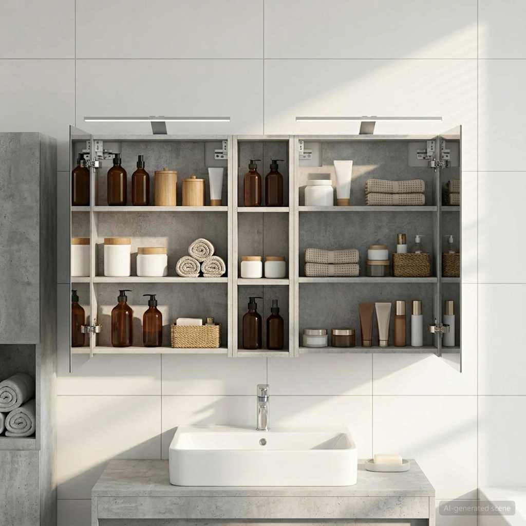 Badezimmerschrank-Set 3 stk. 120 x 14,5 x 70 cm Holzwerkstoff
