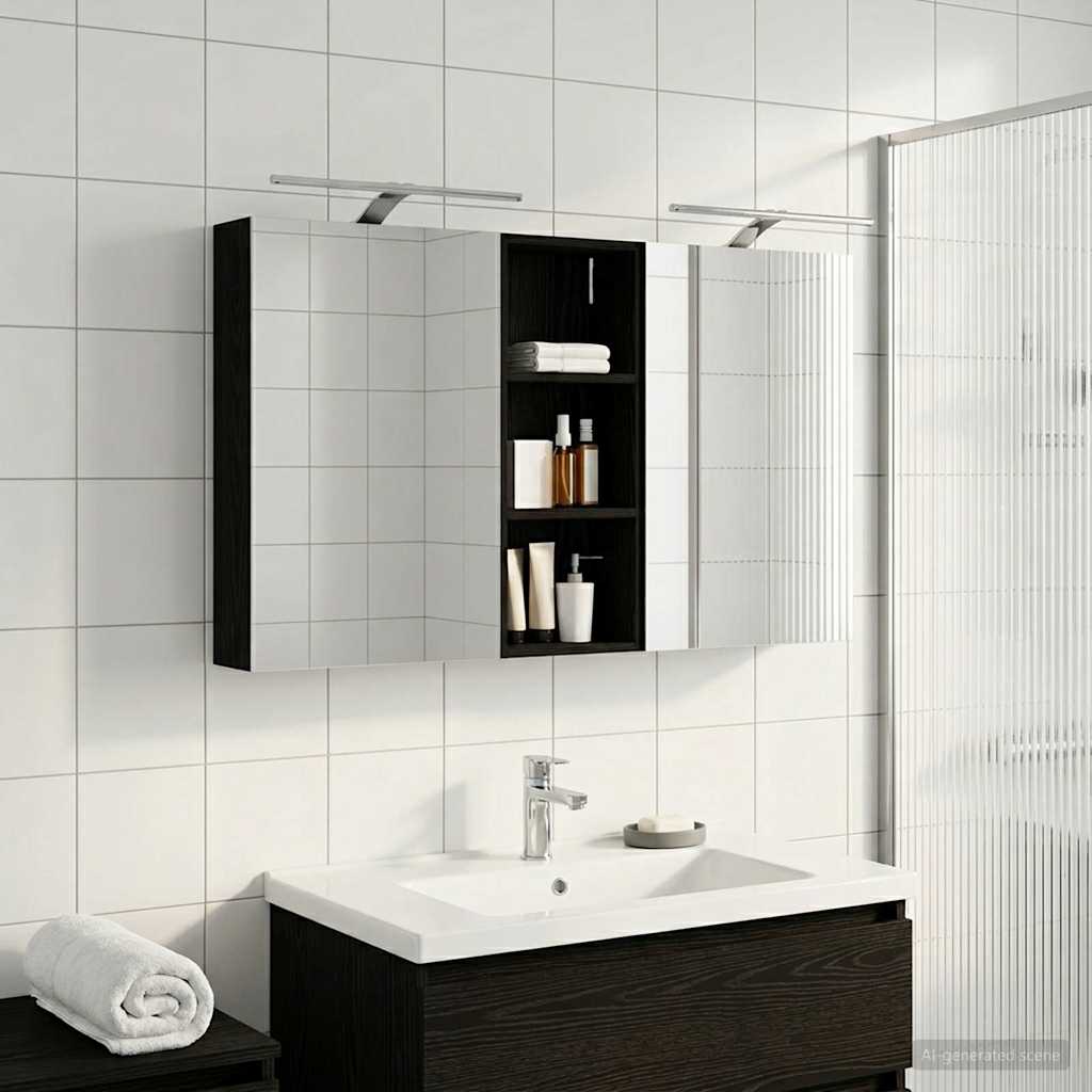 Badezimmerschrank-Set 3 stk. 130 x 14,5 x 70 cm Holzwerkstoff